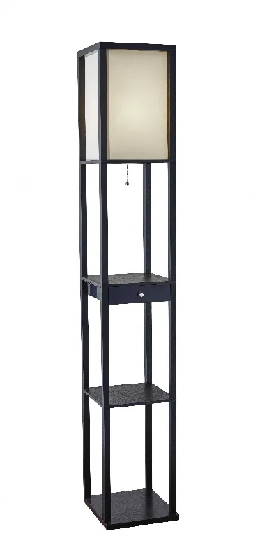 Victorian Style Floor Lamp for Traditional and Elegant InteriorsBlack Wood Finish Floor Lamp with Display Shelf and Storage Drawer By Homeroots Victorian Style Floor Lamp for Traditional and Elegant InteriorsBlack Wood Finish Floor Lamp with Display Shelf and Storage Drawer By Homeroots