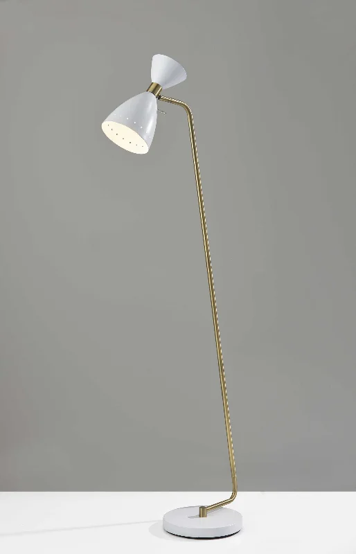 Industrial Style Floor Lamp with Exposed Bulbs for Loft ApartmentsBrass Cinch Floor Lamp in White Metal By Homeroots Industrial Style Floor Lamp with Exposed Bulbs for Loft ApartmentsBrass Cinch Floor Lamp in White Metal By Homeroots