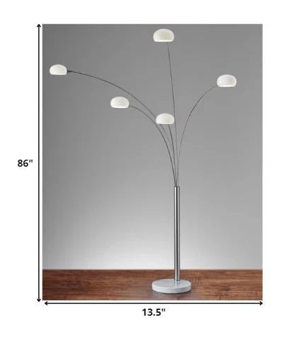Industrial Style Floor Lamp with Exposed Bulbs for Loft ApartmentsBrushed Steel Adjustable Arc Floor Lamp with Five Lights and White Milk Glass Shades By Homeroots Industrial Style Floor Lamp with Exposed Bulbs for Loft ApartmentsBrushed Steel Adjustable Arc Floor Lamp with Five Lights and White Milk Glass Shades By Homeroots