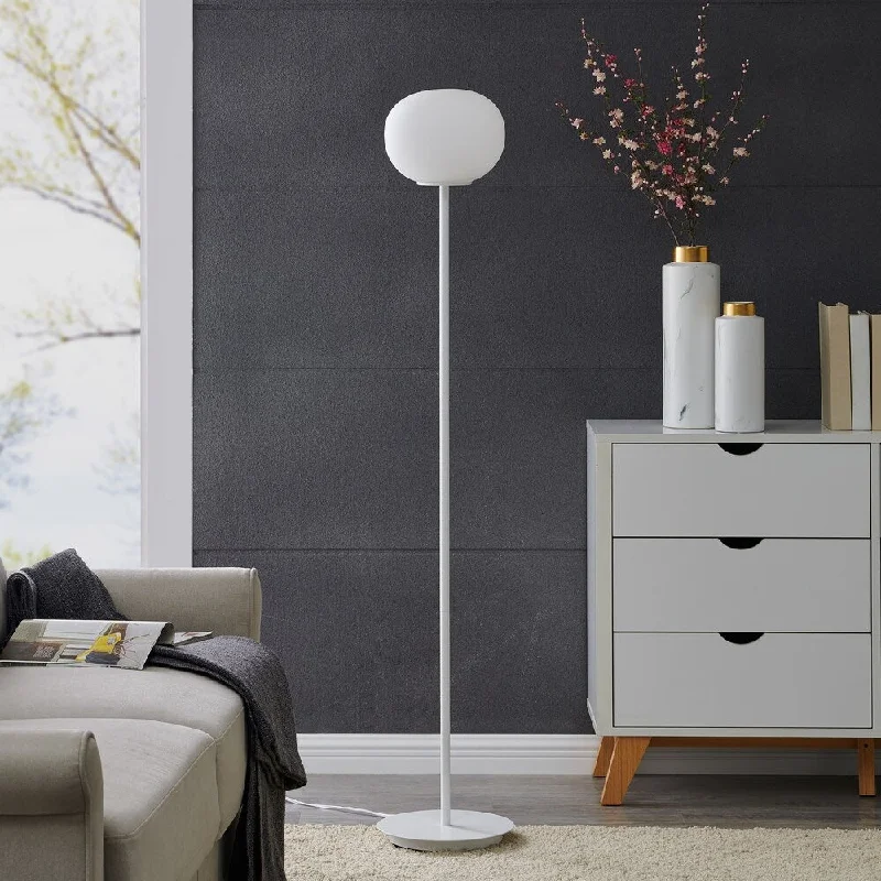 Industrial Style Floor Lamp with Exposed Bulbs for Loft ApartmentsCarson Carrington Faulkner Midcentury Modern White Metal Floor Lamp
