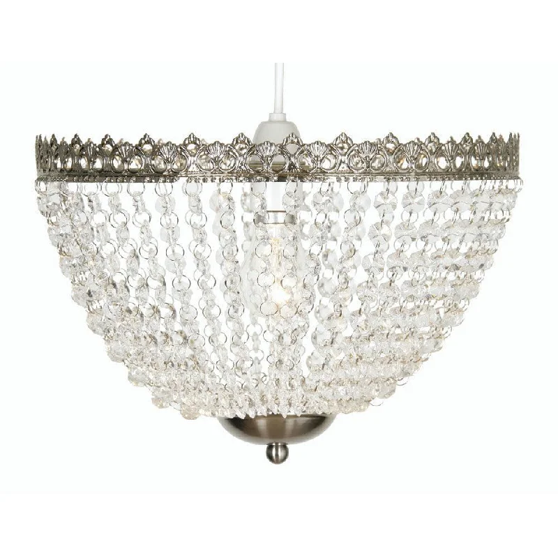 Victorian Style Floor Lamp for Traditional and Elegant InteriorsEkon Beaded Glass Satin Nickel Easy Fit Ceiling Lamp Shade Victorian Style Floor Lamp for Traditional and Elegant InteriorsEkon Beaded Glass Satin Nickel Easy Fit Ceiling Lamp Shade