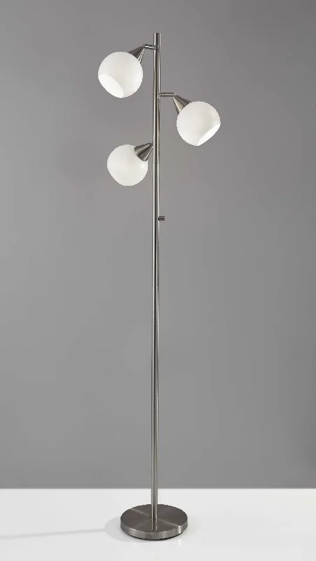 USB Charging Port Floor Lamp for Convenient Device ChargingFloor Lamp Brushed Steel Metal Three Adjustable Globes By Homeroots USB Charging Port Floor Lamp for Convenient Device ChargingFloor Lamp Brushed Steel Metal Three Adjustable Globes By Homeroots
