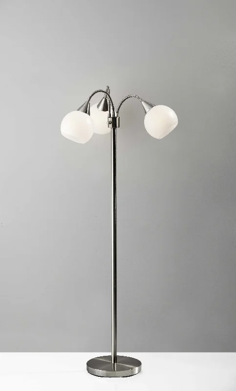 Rustic Farmhouse Style Floor Lamp for Cozy BedroomsFloor Lamp Brushed Steel Metal Three Arm Adjustable Globes By Homeroots Rustic Farmhouse Style Floor Lamp for Cozy BedroomsFloor Lamp Brushed Steel Metal Three Arm Adjustable Globes By Homeroots