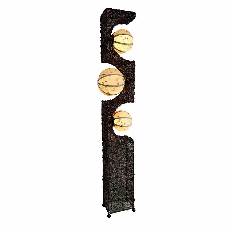 Fabric Floor Lamp with a Linen Shade for a Relaxed AestheticHandmade Tri Orb Giant Abaca