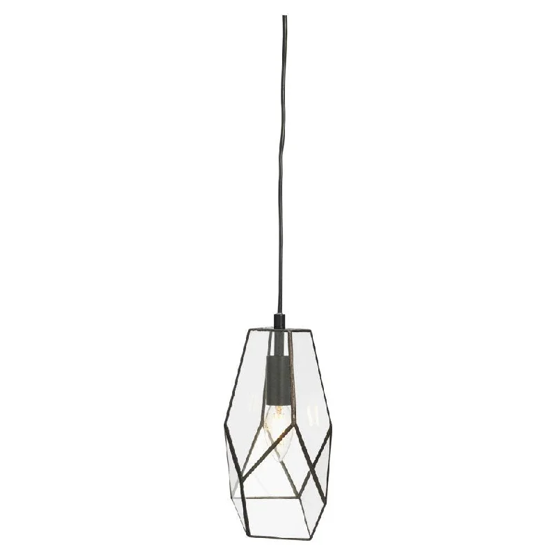 Marble Base Floor Lamp for a Touch of LuxuryOaks Lighting Jonk Small Black Framed Glass Panelled Pendant
