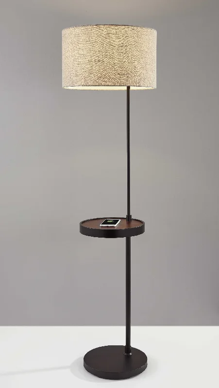 Industrial Style Floor Lamp with Exposed Bulbs for Loft ApartmentsMatte Black Metal Floor Lamp With Wireless Charging Task Shelf By Homeroots - 372633 Industrial Style Floor Lamp with Exposed Bulbs for Loft ApartmentsMatte Black Metal Floor Lamp With Wireless Charging Task Shelf By Homeroots - 372633