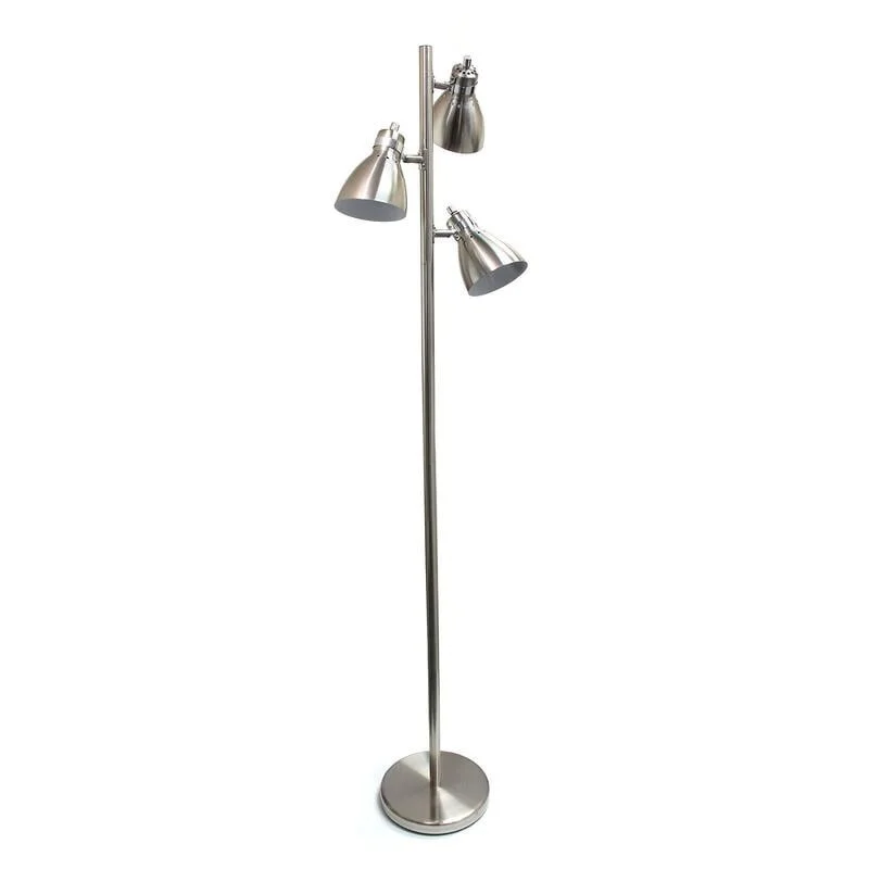 Smart Floor Lamp with Voice Control and Bluetooth ConnectivityMetal 3-Light Tree Floor Lamp, Brushed Nickel Finish - Silver Smart Floor Lamp with Voice Control and Bluetooth ConnectivityMetal 3-Light Tree Floor Lamp, Brushed Nickel Finish - Silver