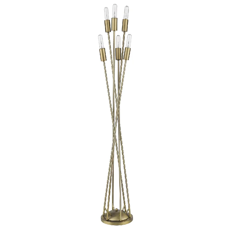 Modern Minimalist Floor Lamp for Contemporary Living RoomsPerret 6-Light Aged Brass Floor Lamp By Homeroots Modern Minimalist Floor Lamp for Contemporary Living RoomsPerret 6-Light Aged Brass Floor Lamp By Homeroots