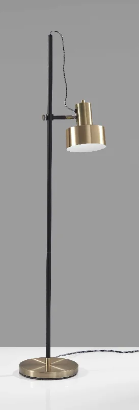 Fabric Floor Lamp with a Linen Shade for a Relaxed AestheticRetro Floor Lamp with Matte Black Pole and Adjustable Jumbo Antique Brass Metal Shade By Homeroots Fabric Floor Lamp with a Linen Shade for a Relaxed AestheticRetro Floor Lamp with Matte Black Pole and Adjustable Jumbo Antique Brass Metal Shade By Homeroots