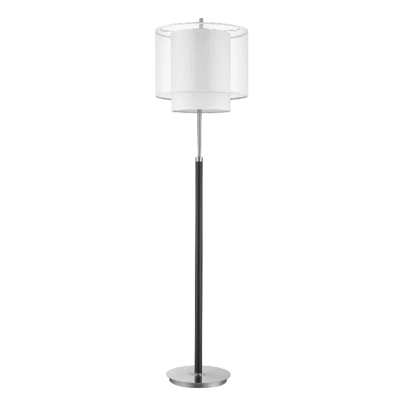 Industrial Style Floor Lamp with Exposed Bulbs for Loft ApartmentsRoosevelt 1-Light Espresso And Brushed Nickel Floor Lamp With Sheer Snow Shantung Two Tier Shade By Homeroots Industrial Style Floor Lamp with Exposed Bulbs for Loft ApartmentsRoosevelt 1-Light Espresso And Brushed Nickel Floor Lamp With Sheer Snow Shantung Two Tier Shade By Homeroots