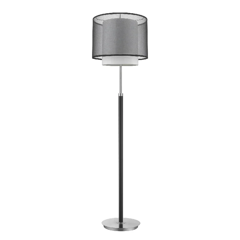 Bohemian Inspired Floor Lamp for Eclectic Home DecorRoosevelt 1-Light Espresso And Brushed Nickel Floor Lamp With Smoke Gray Shantung Two Tier Shade By Homeroots Bohemian Inspired Floor Lamp for Eclectic Home DecorRoosevelt 1-Light Espresso And Brushed Nickel Floor Lamp With Smoke Gray Shantung Two Tier Shade By Homeroots