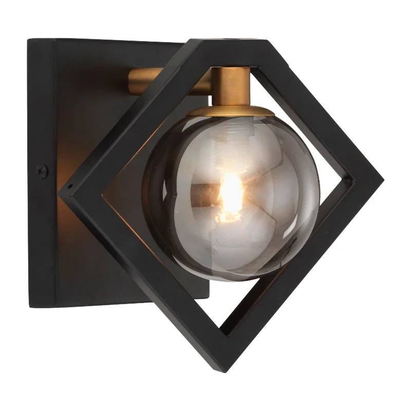 Bohemian Inspired Floor Lamp for Eclectic Home DecorOaks Lighting Tere Black, Gold & Smoked Glass Wall Light Bohemian Inspired Floor Lamp for Eclectic Home DecorOaks Lighting Tere Black, Gold & Smoked Glass Wall Light