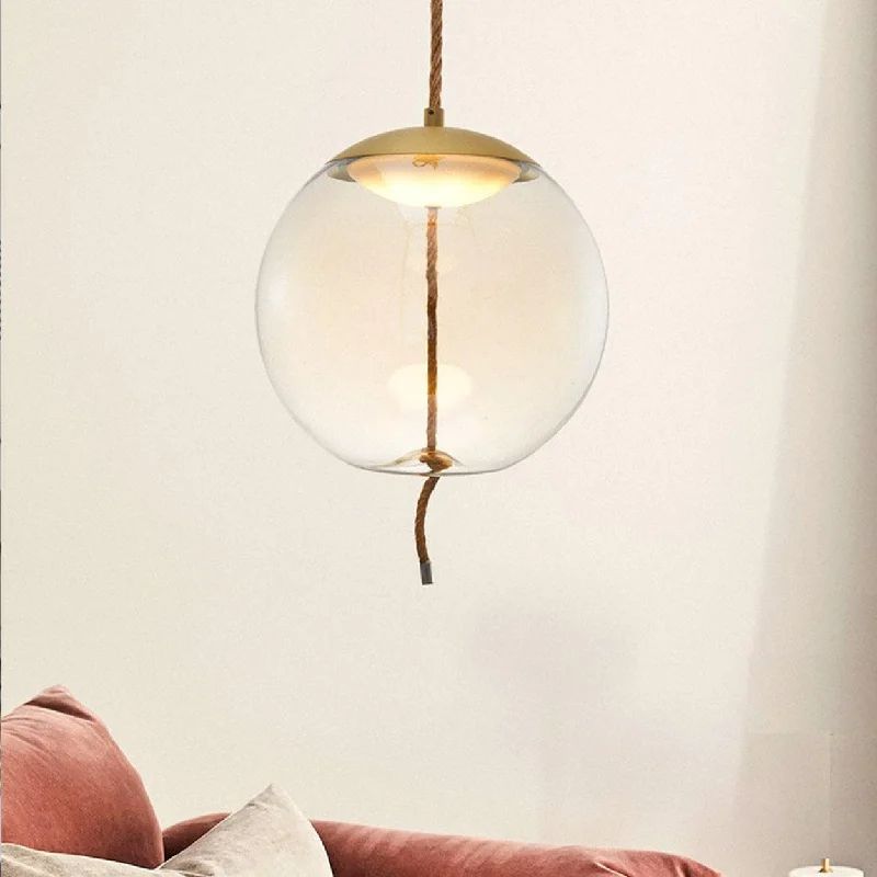 Scandinavian Style Ceiling Lights with Light Wood AccentsANKUR BALI ROUND GLASS LED HANGING LIGHT