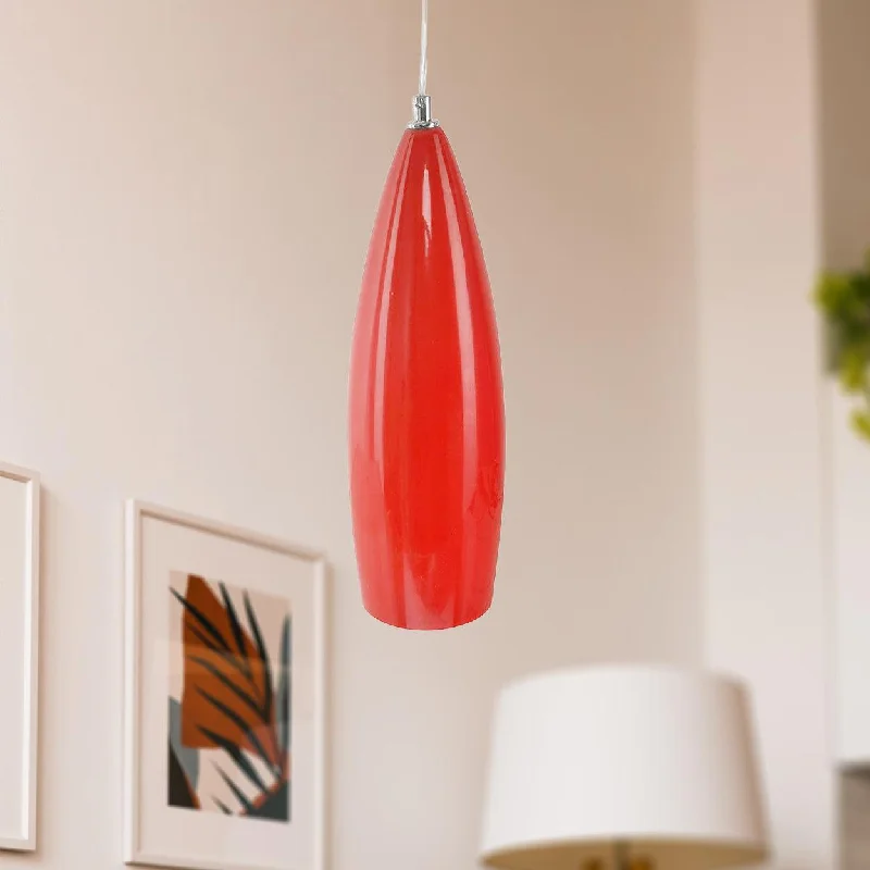 Glass Ceiling Lights with Frosted, Colored, or Etched GlassANKUR DMNS RED CONE GLASS PENDANT LIGHT