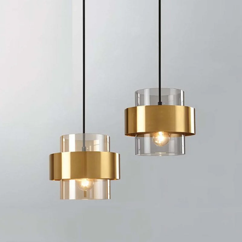 Contemporary Ceiling Lights with Unique, Abstract ShapesANKUR LIGHTING DUAL-LAYER GLASS AND METAL MODERN GLASS PENDANT LIGHT