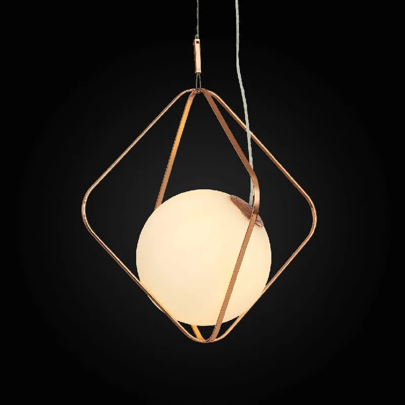 Art Nouveau Ceiling Lights with Organic, Flowing ShapesANKUR SAMARA ROSE GOLD METAL CAGE WITH FROSTED GLASS PENDANT LIGHT Art Nouveau Ceiling Lights with Organic, Flowing ShapesANKUR SAMARA ROSE GOLD METAL CAGE WITH FROSTED GLASS PENDANT LIGHT