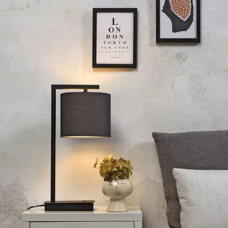 leather table lamps with a distressed texture for a rugged charmBoston Table Lamp - Black - Its About RoMi