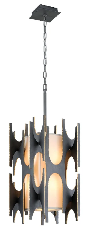 Japanese - Inspired Ceiling Lights with Shoji - Screen - like DiffusersCorbett Confidant 282-44 Pendant Light - Graphite W-Gold Leaf Highlght Japanese - Inspired Ceiling Lights with Shoji - Screen - like DiffusersCorbett Confidant 282-44 Pendant Light - Graphite W-Gold Leaf Highlght