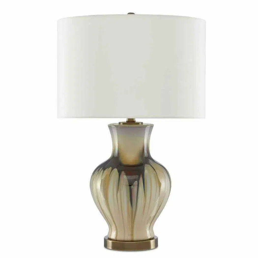 marble table lamps with a luxurious veined pattern for high end decorCream Brown Antique Brass Muscadine Table Lamp