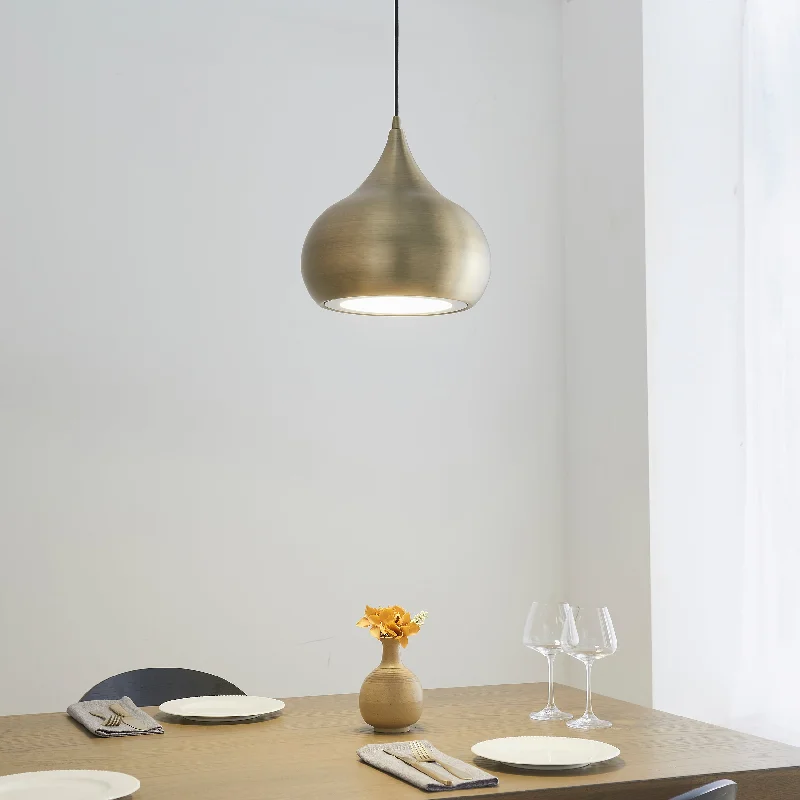 Rustic Ceiling Lights with Reclaimed Wood and Distressed FinishesEndon Brosnan LED Pendant Antique Brass