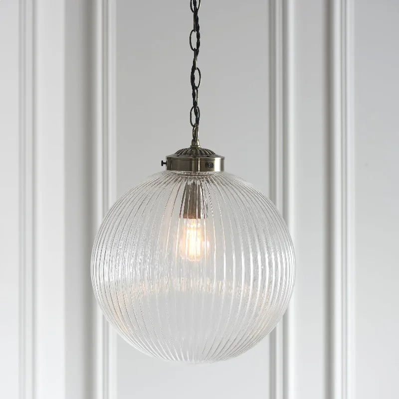 Steampunk Ceiling Lights with Gears, Cogs, and Brass AccentsEndon Brydon Antique Brass & Ribbed Glass Pendant Large