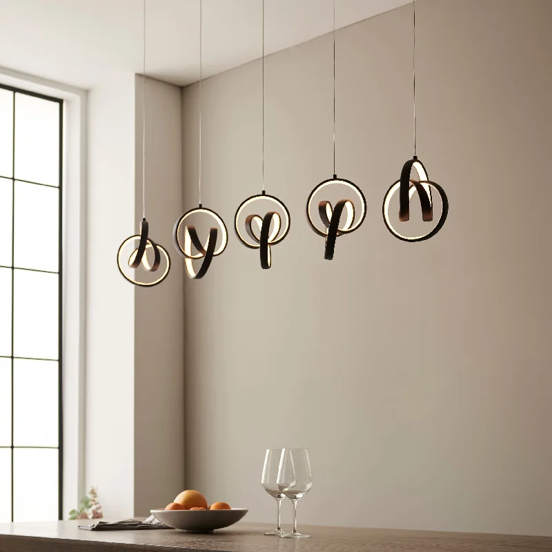 Art Deco Ceiling Lights with Geometric Patterns and Metallic FinishesEndon Cosma Black LED 5lt Bar Pendant Art Deco Ceiling Lights with Geometric Patterns and Metallic FinishesEndon Cosma Black LED 5lt Bar Pendant