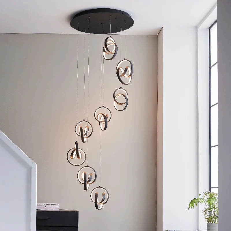 Bohemian Ceiling Lights with Beads, Tassels, and Colorful GlassEndon Cosma Black LED 8lt Pendant Cluster Bohemian Ceiling Lights with Beads, Tassels, and Colorful GlassEndon Cosma Black LED 8lt Pendant Cluster