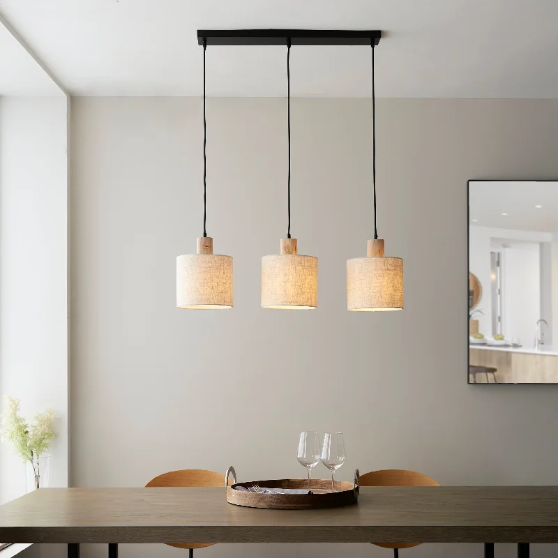 Glass Ceiling Lights with Frosted, Colored, or Etched GlassEndon Durban 3lt Bar Pendant Natural Wood & Linen Glass Ceiling Lights with Frosted, Colored, or Etched GlassEndon Durban 3lt Bar Pendant Natural Wood & Linen