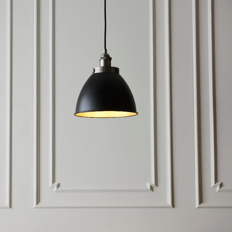 Modern Minimalist Ceiling Lights for Contemporary InteriorsEndon Franklin Pendant Small Matt Black & Pewter Modern Minimalist Ceiling Lights for Contemporary InteriorsEndon Franklin Pendant Small Matt Black & Pewter