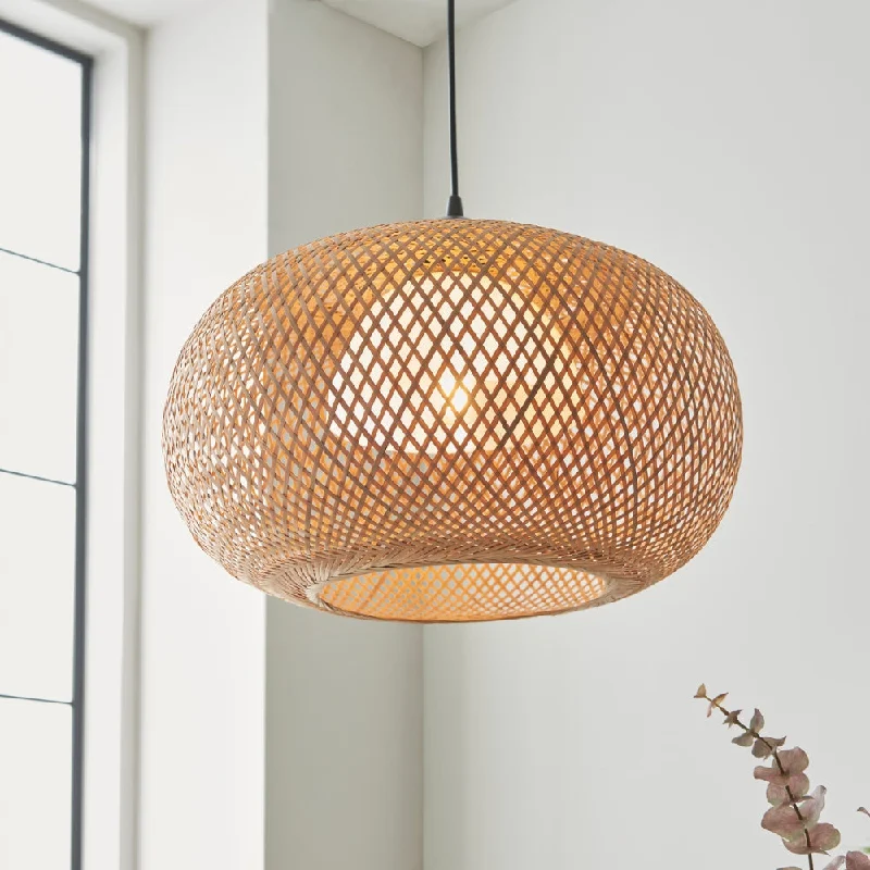 Art Deco Ceiling Lights with Geometric Patterns and Metallic FinishesEndon Bali Rattan Twine Globe Pendant