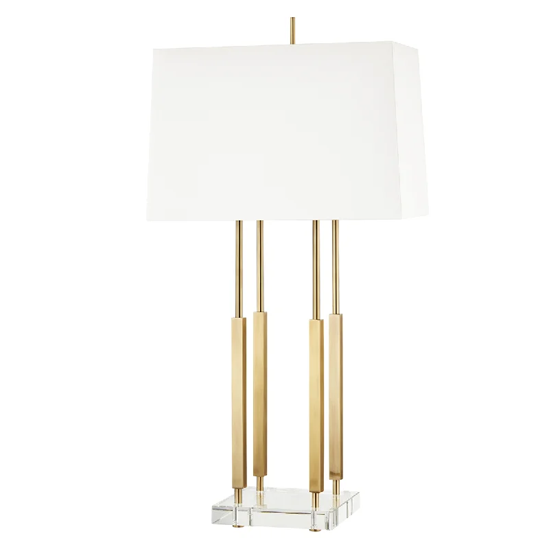 leather table lamps with a distressed texture for a rugged charmHudson Valley Lighting Rhinebeck Table Lamp in Brass