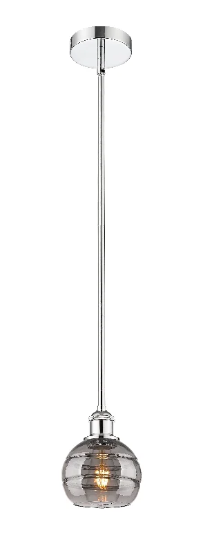 Tropical - Themed Ceiling Lights with Palm - Leaf Shapes and Rattan WrapsInnovations Lighting 616-1S-PC-G556-6SM  Edison Pendant Light Polished Chrome