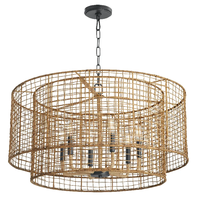 Tropical - Themed Ceiling Lights with Palm - Leaf Shapes and Rattan WrapsQuorum Abaca 8023-6-59 Pendant - Matte Black