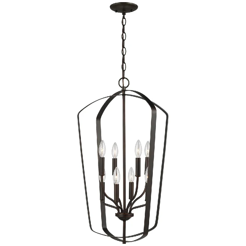 Gothic Ceiling Lights with Dark Metalwork and Pointed ArchesSea Gull Lighting Romee Large 8-Light Hall/Foyer Pendant with Bulb