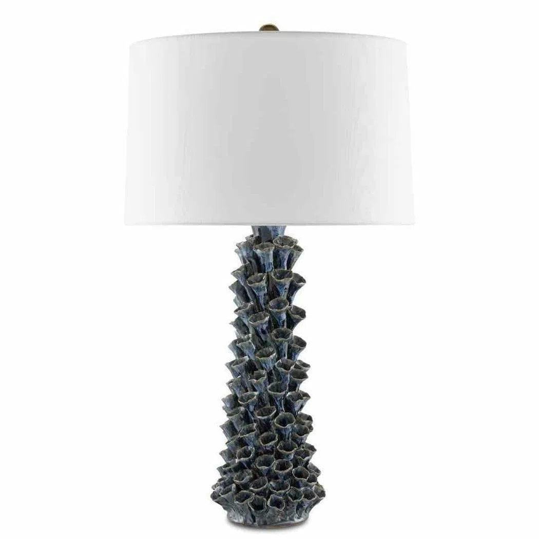 victorian style table lamps with ornate details for traditional homesBlue Drip Glaze Sunken Blue Table Lamp