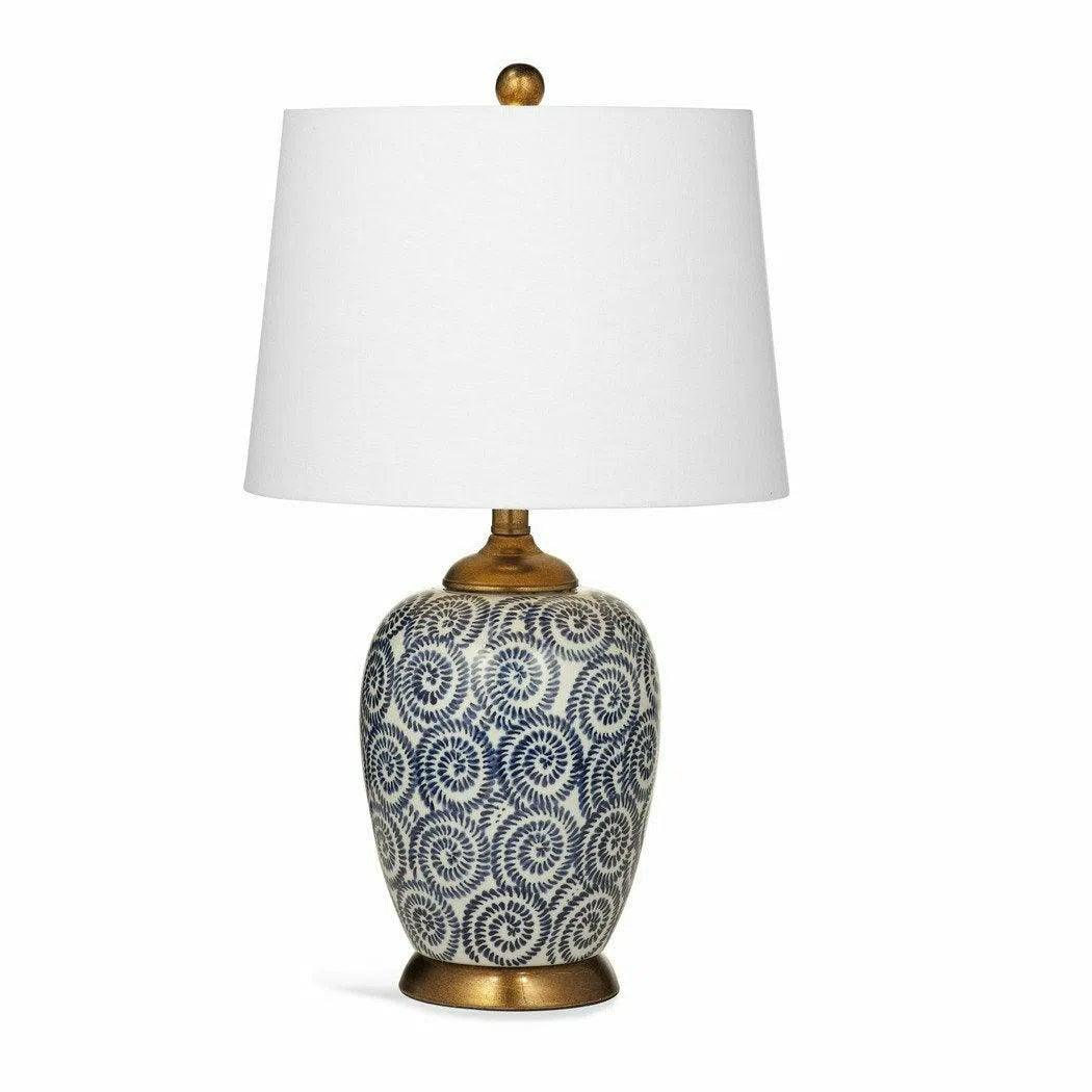 leather table lamps with a distressed texture for a rugged charmLawton 24" Tall Ceramic Blue White Table Lamp