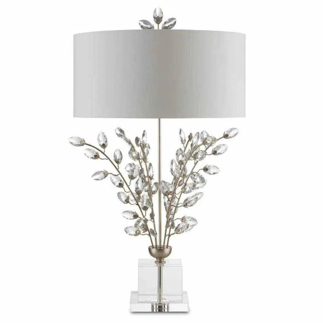 marble table lamps with a luxurious veined pattern for high end decorSilver Leaf Clear Forget-Me-Not Silver Table Lamp