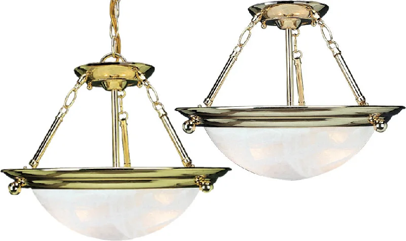 Metal Ceiling Lights in Brass, Copper, Stainless Steel, and IronVolume Lighting V6973-2 Lunar 3-Light Pendant or Semi-Flush Ceiling, Polished Brass